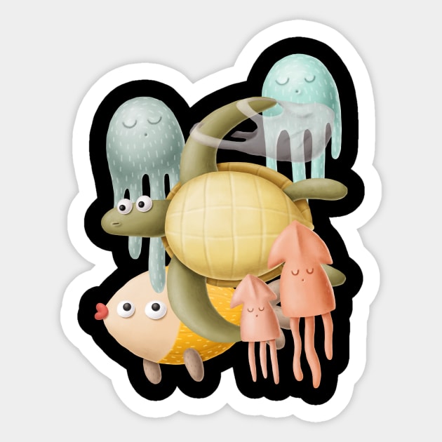 Turtle Under Ocean Sticker by CaptainPixel